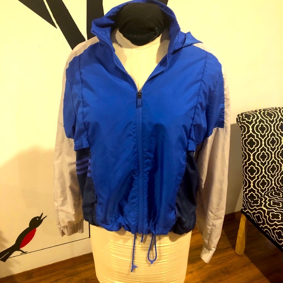 adidas Jackets & Blazers - Like New Women's Adidas ID Shell Jacket Blue Cropped Hidden Hood Size XL.